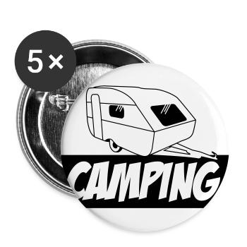 Camping - Die pure Leidenschaft - Buttons groß 56 mm (5er Pack) - Weiß - Vorne