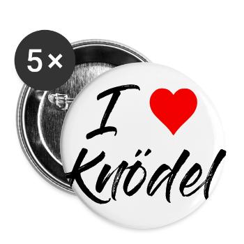 I love Knödel - Buttons groß 56 mm (5er Pack) - Weiß - Vorne