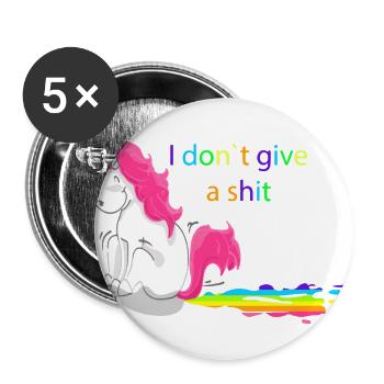 Unicorn Einhorn i don't give a shit - Buttons groß 56 mm (5er Pack) - Weiß - Vorne