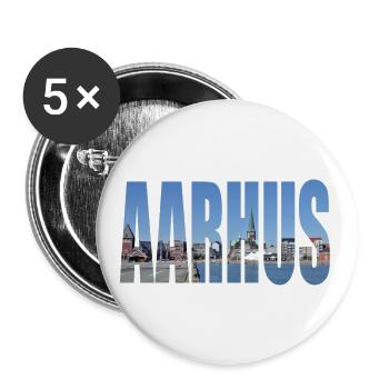 DANEMARK AARHUS - Lot de 5 grands badges (56 mm) - blanc - Devant