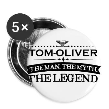 Man myth legend gift Tom Oliver - Buttons large 2.2''/56 mm (5-pack) - white - Front