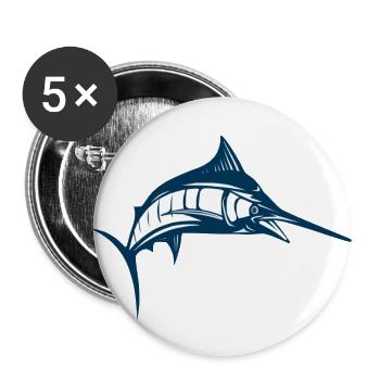 Schwertfisch - Buttons groß 56 mm (5er Pack) - Weiß - Vorne