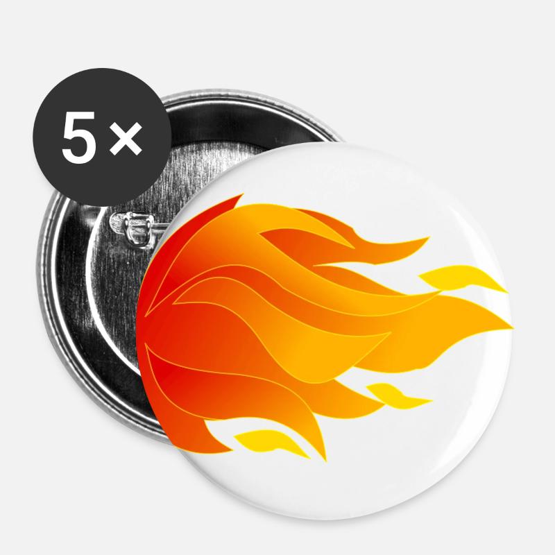 Flames - Buttons large 2.2''/56 mm (5-pack) - white