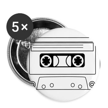 Oldschool Hip Hop cassette - Buttons large 2.2''/56 mm (5-pack) - white - Front