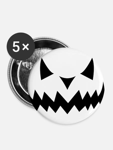 Halloween Kürbis - Buttons groß 56 mm (5er Pack) - Weiß