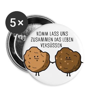Süße Cookies - Buttons groß 56 mm (5er Pack) - Weiß - Vorne