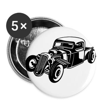 Hot Rod / Rat Rod 08_weiß - Lot de 5 grands badges (56 mm) - blanc - Devant