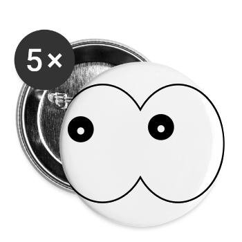Lustige Augen- Comic Kulleraugen links schauend - Buttons groß 56 mm (5er Pack) - Weiß - Vorne