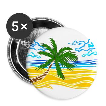 palmier sur la plage - Lot de 5 grands badges (56 mm) - blanc - Devant