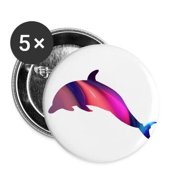 dolphin dolphin pink Dolphin water Liquid ju - Buttons large 2.2''/56 mm (5-pack) - white - Front
