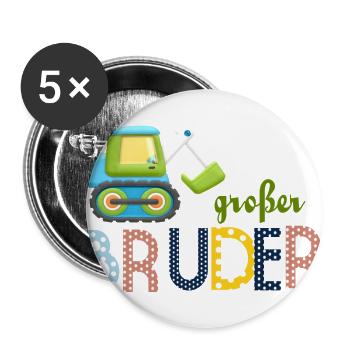 großer Bruder Traktor - Buttons groß 56 mm (5er Pack) - Weiß - Vorne