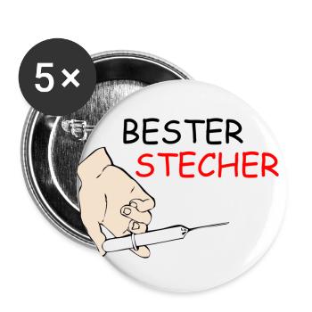 Neues T-Shirt Bester Stecher Geschenkidee - Buttons groß 56 mm (5er Pack) - Weiß - Vorne