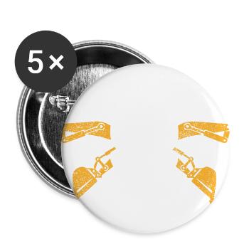 Bagger Maschinenführer Arbeit Beruf Job Gala bau - Buttons groß 56 mm (5er Pack) - Weiß - Vorne