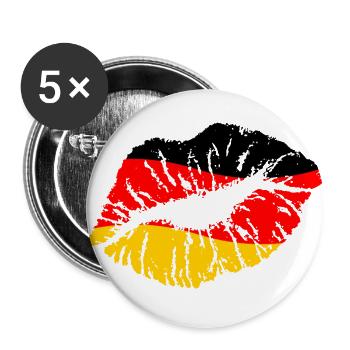 Fußball Deutschland 2020 Europameister WM Fan Kuss - Buttons groß 56 mm (5er Pack) - Weiß - Vorne