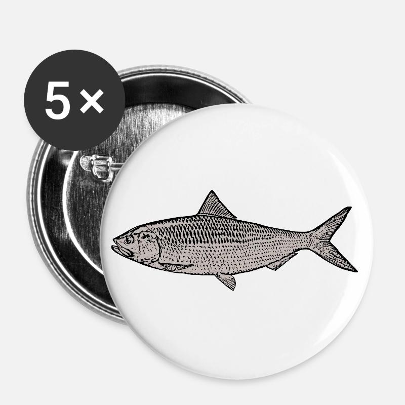 fish - Buttons large 2.2''/56 mm (5-pack) - white