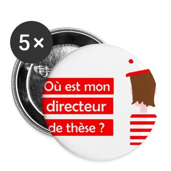 Charlie Directeur de thèse - Lot de 5 grands badges (56 mm) - blanc - Devant