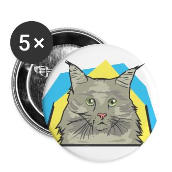 Long-haired sweet cat looks surprised - Buttons large 2.2''/56 mm (5-pack) - white - Front