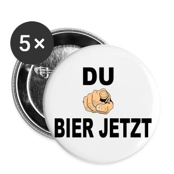 Bier jetzt - Buttons groß 56 mm (5er Pack) - Weiß - Vorne