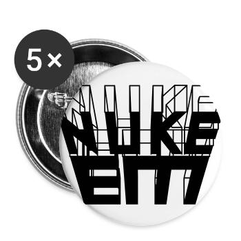 Nuke Em 3D Text - Buttons groß 56 mm (5er Pack) - Weiß - Vorne