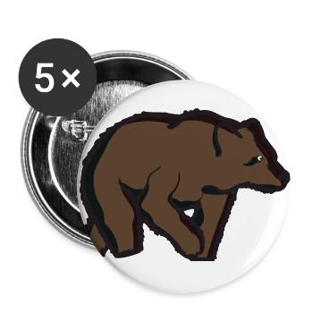 Brown bear teddy bear animal grizzly bear gift idea - Buttons large 2.2''/56 mm (5-pack) - white - Front