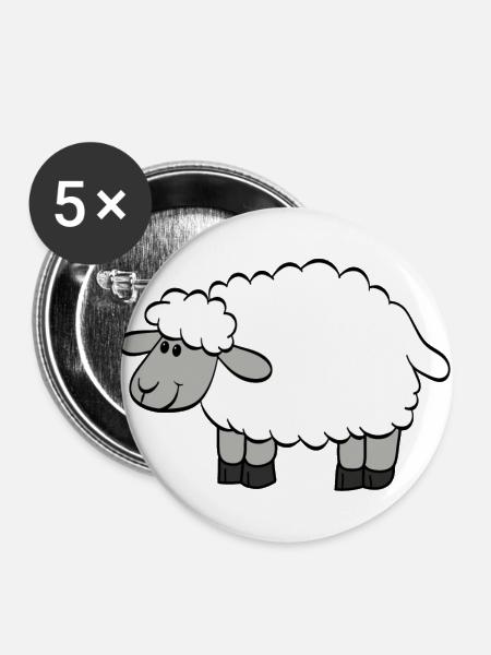 Schaf - Buttons groß 56 mm (5er Pack) - Weiß