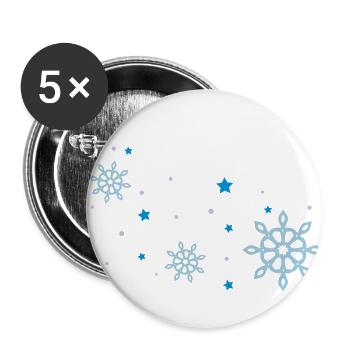 flocons de neige - Lot de 5 grands badges (56 mm) - blanc - Devant
