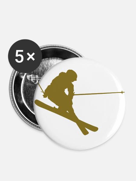 Ski -Jump weiss - Buttons groß 56 mm (5er Pack) - Weiß