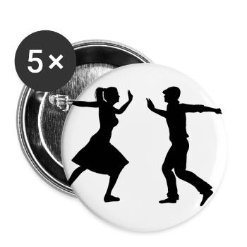 Lindy Hop Swing Dancing Gift Dance Shag Boogie - Buttons large 2.2''/56 mm (5-pack) - white - Front