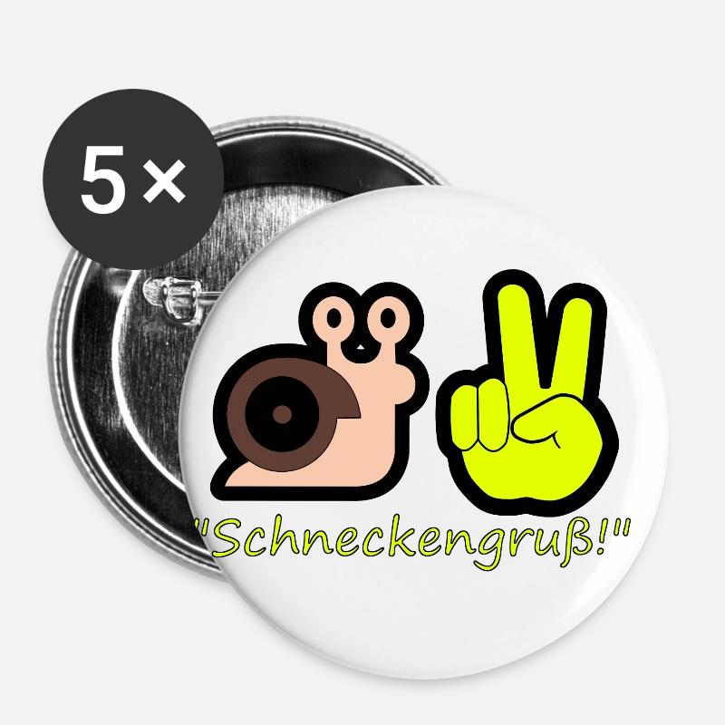 snail greeting - Buttons large 2.2''/56 mm (5-pack) - white