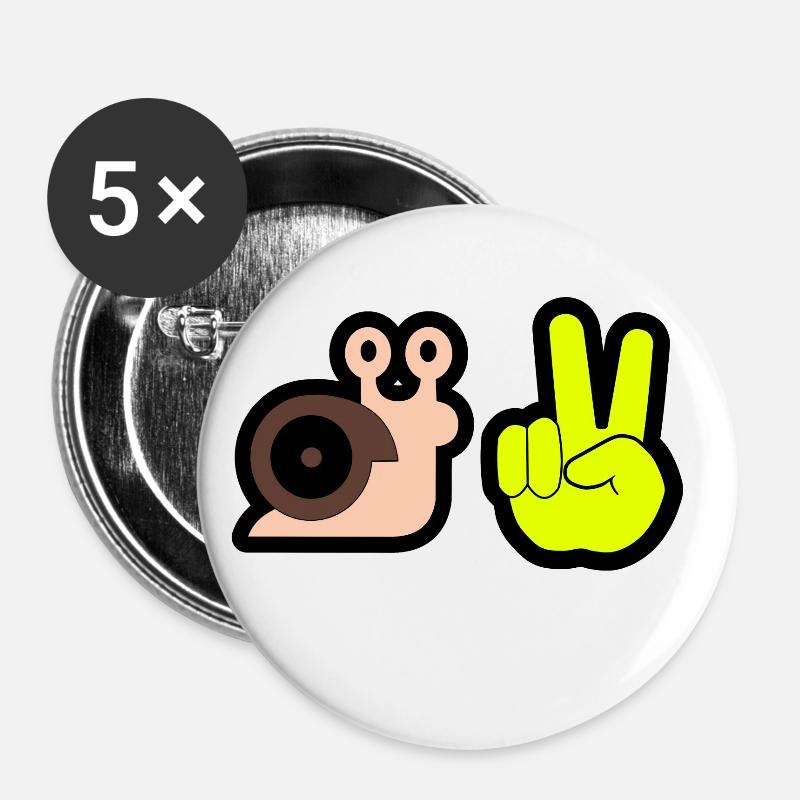 escargot salutation - Lot de 5 grands badges (56 mm) - blanc