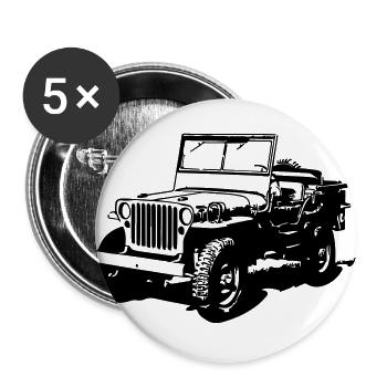 AVM Jeep 4x4 - VEKTOR - MEHRFARBIGES DESIGN - Buttons groß 56 mm (5er Pack) - Weiß - Vorne
