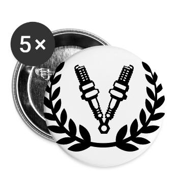 Tuning Race Cars - Lorbeerkranz / Zündkerze - Buttons groß 56 mm (5er Pack) - Weiß - Vorne