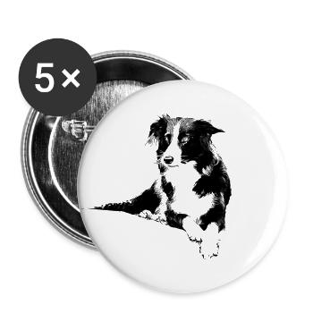Border Collie Ellie - Buttons large 2.2''/56 mm (5-pack) - white - Front