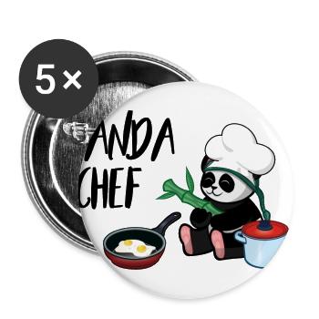 Panda Koch - Lot de 5 grands badges (56 mm) - blanc - Devant
