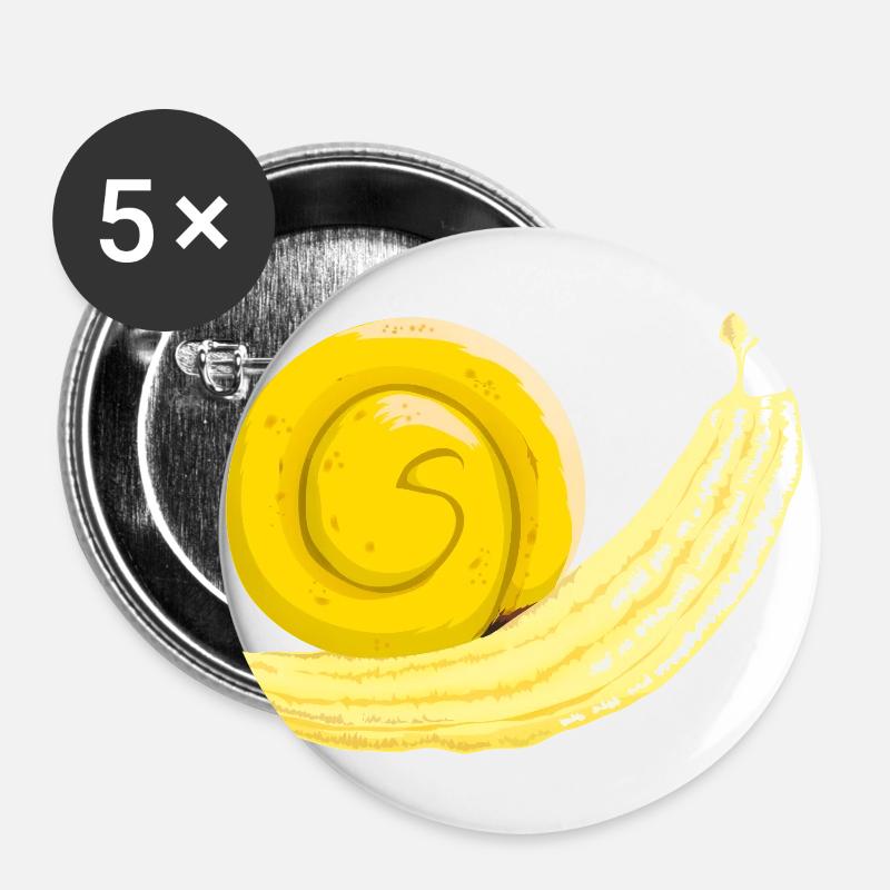 Banana snail - Buttons large 2.2''/56 mm (5-pack) - white