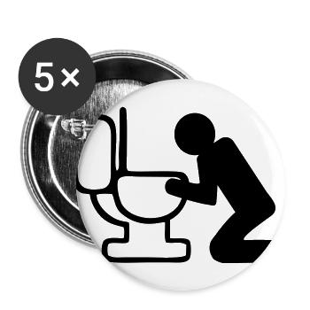 Sick guy in front of toilett - malade - Lot de 5 grands badges (56 mm) - blanc - Devant