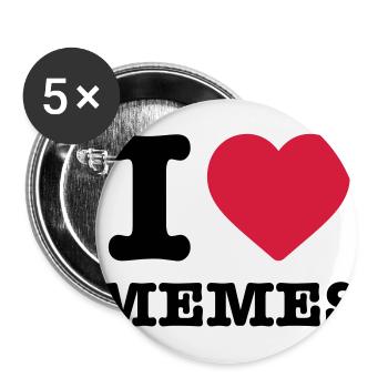 I love Memes Herz rot Spruch Sprüche Meme Geschenk - Buttons groß 56 mm (5er Pack) - Weiß - Vorne