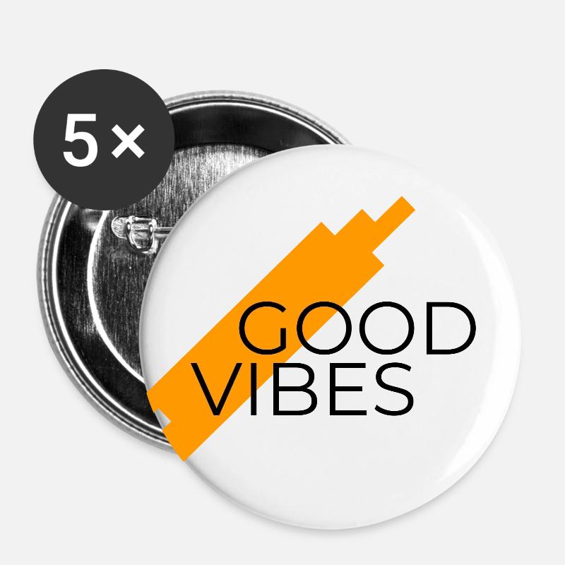 GOOD VIBES - Buttons large 2.2''/56 mm (5-pack) - white
