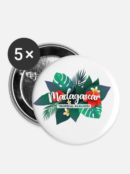 Madagaskar tropisches Paradies - Buttons groß 56 mm (5er Pack) - Weiß