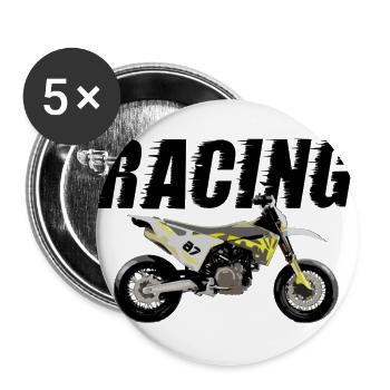 Racing - Lot de 5 grands badges (56 mm) - blanc - Devant