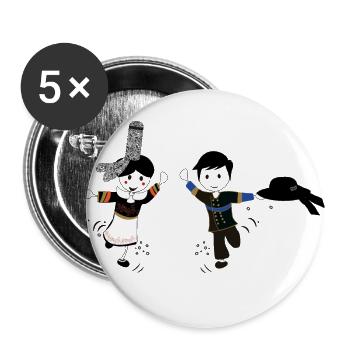 Bretonische Charaktere - Buttons groß 56 mm (5er Pack) - Weiß - Vorne