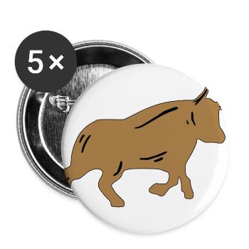 Stock market bull - Buttons large 2.2''/56 mm (5-pack) - white - Front