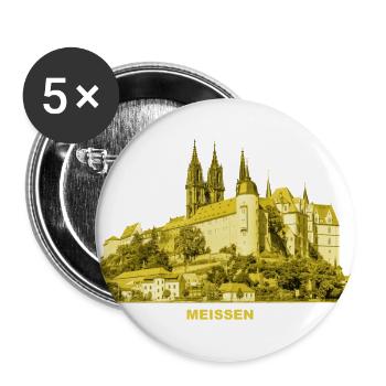 Meissen Burg Sachsen Porzellan Böttger Elbe Wein - Buttons groß 56 mm (5er Pack) - Weiß - Vorne