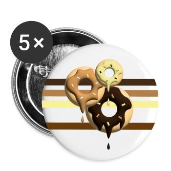 Donuts mit Schokolade, Nougat und Vanille. - Buttons groß 56 mm (5er Pack) - Weiß - Vorne