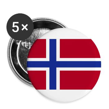 Norwegen - Buttons groß 56 mm (5er Pack) - Weiß - Vorne
