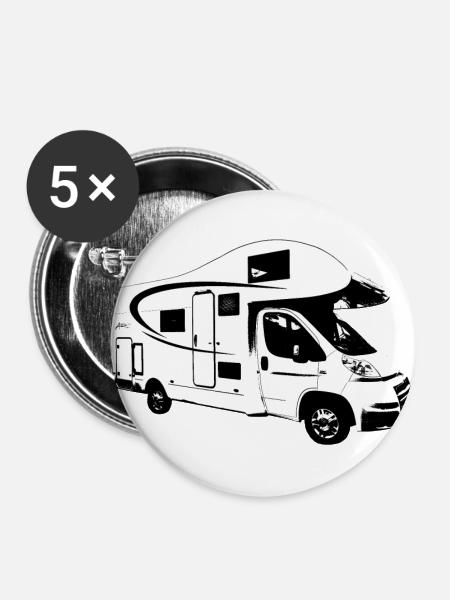 Reisemobil - Buttons groß 56 mm (5er Pack) - Weiß
