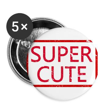 Super Cute - Buttons groß 56 mm (5er Pack) - Weiß - Vorne