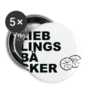 Lieblingsbäcker Brötchen - Buttons groß 56 mm (5er Pack) - Weiß - Vorne