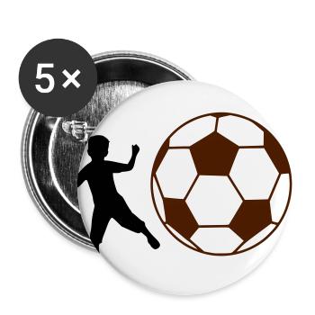 Kind Fußball - Buttons groß 56 mm (5er Pack) - Weiß - Vorne