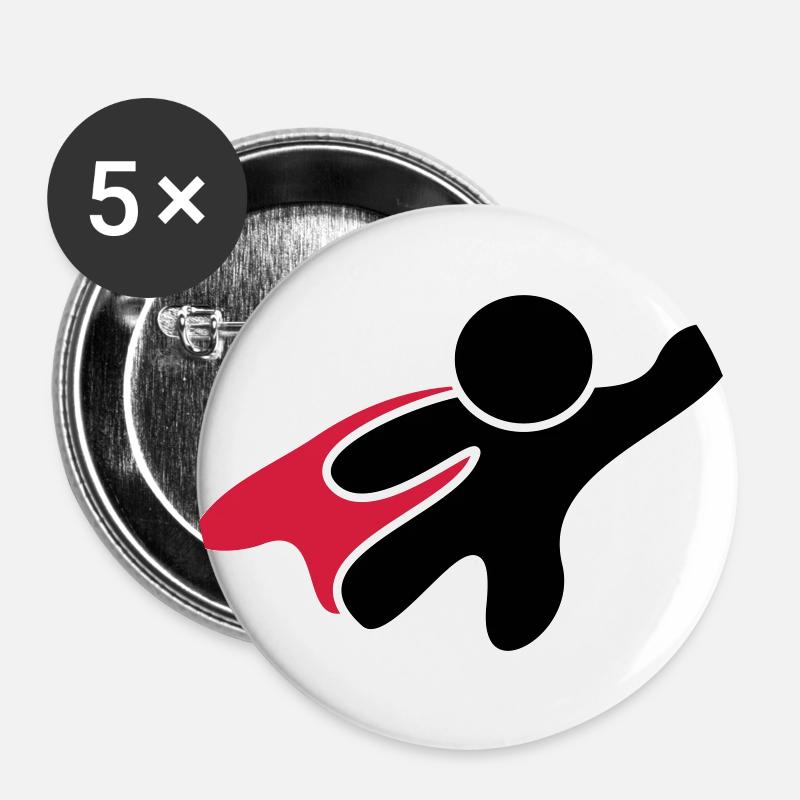 Superhero - Buttons groß 56 mm (5er Pack) - Weiß